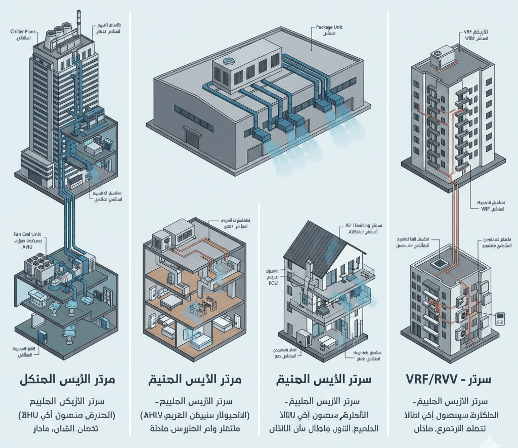 انواع التكييف المركزي